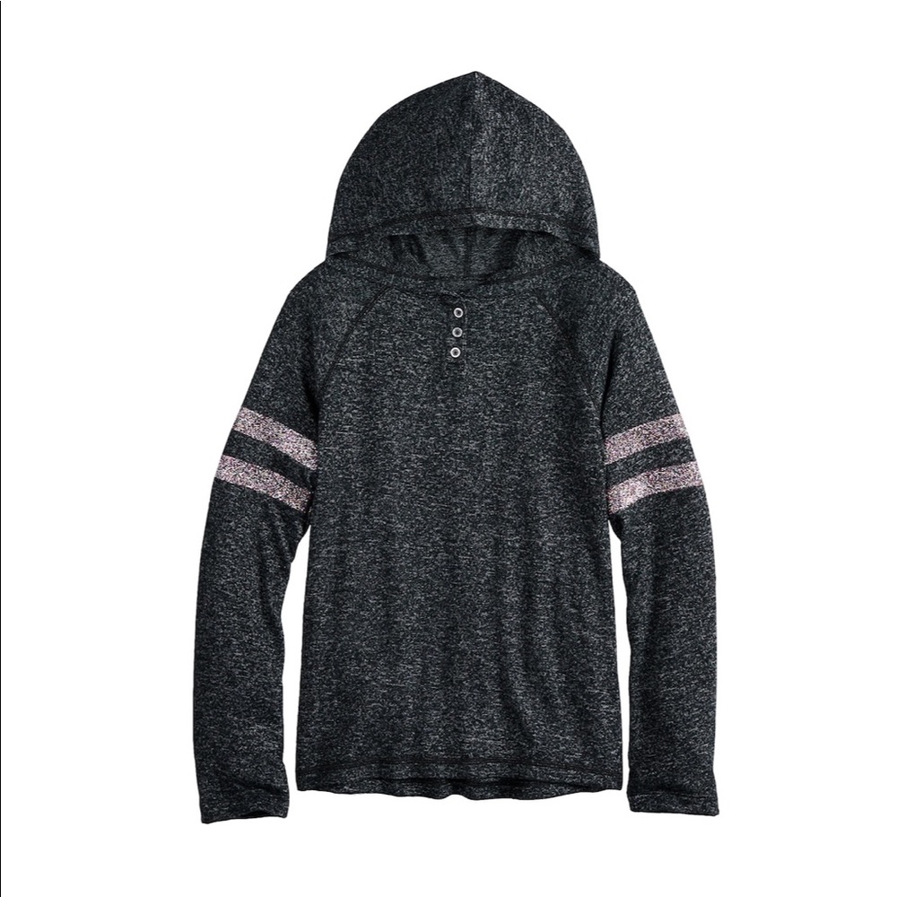Black Lightweight Hooded Henley